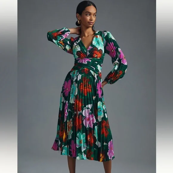 Anthropologie | Dresses | Anthropologie Maeve Pleated V Neck Dress |  Poshmark